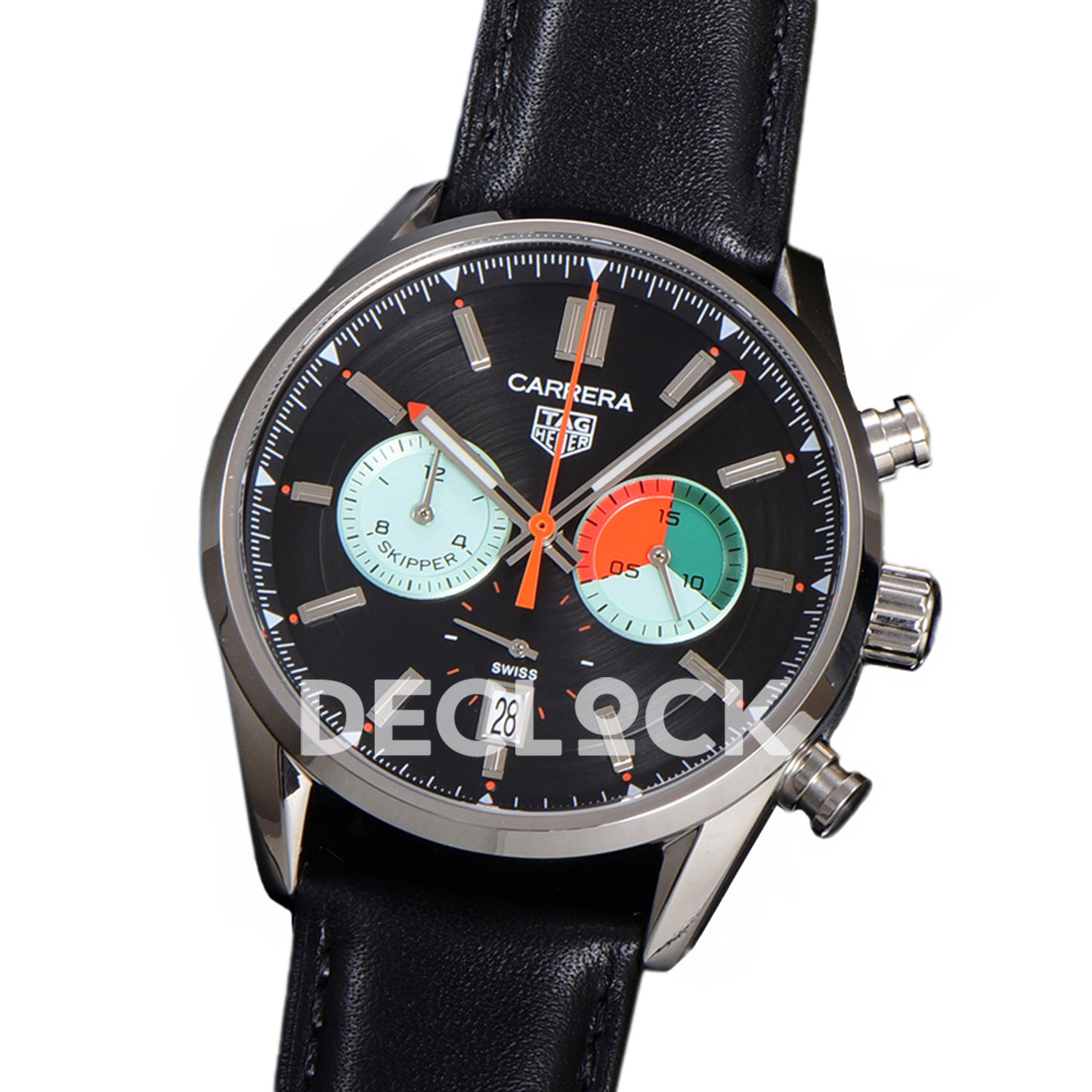 TAG Heuer Carrera Skipper Black Dial Leather Strap VK63A Quartz