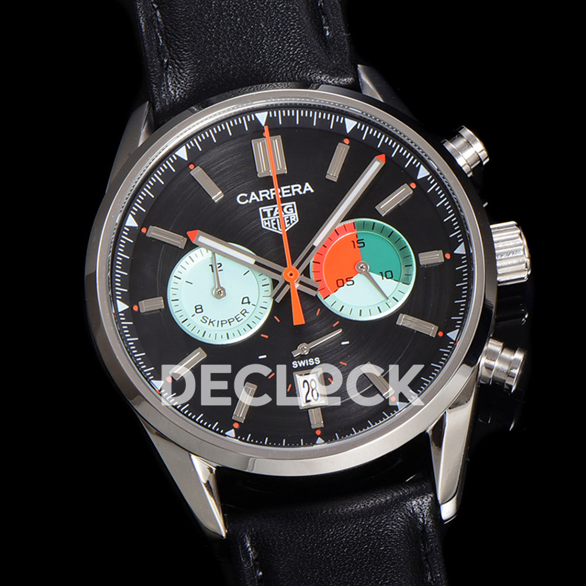 TAG Heuer Carrera Skipper Black Dial Leather Strap VK63A Quartz
