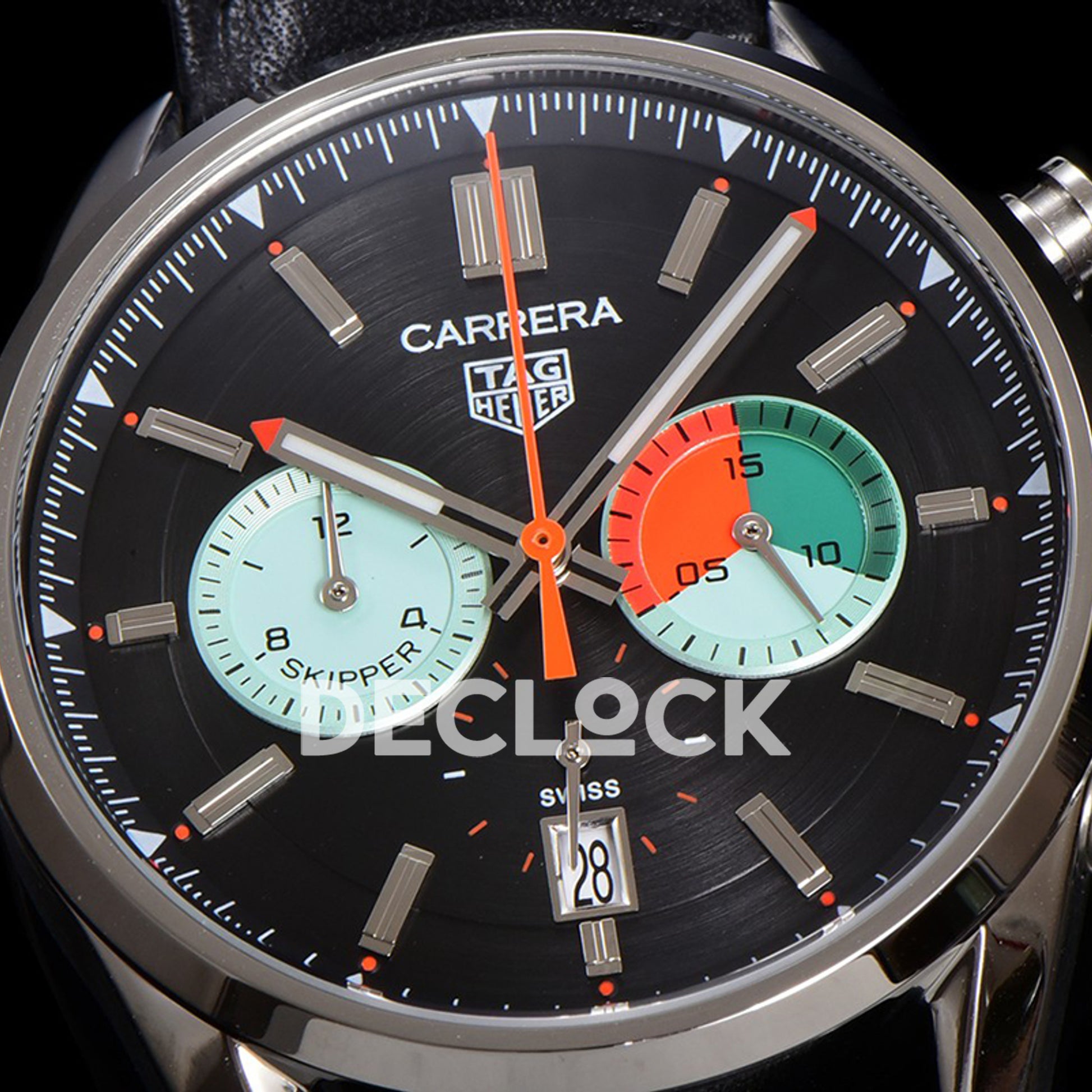 TAG Heuer Carrera Skipper Black Dial Leather Strap VK63A Quartz