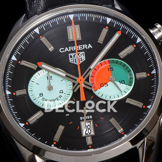 TAG Heuer Carrera Skipper Black Dial Leather Strap VK63A Quartz