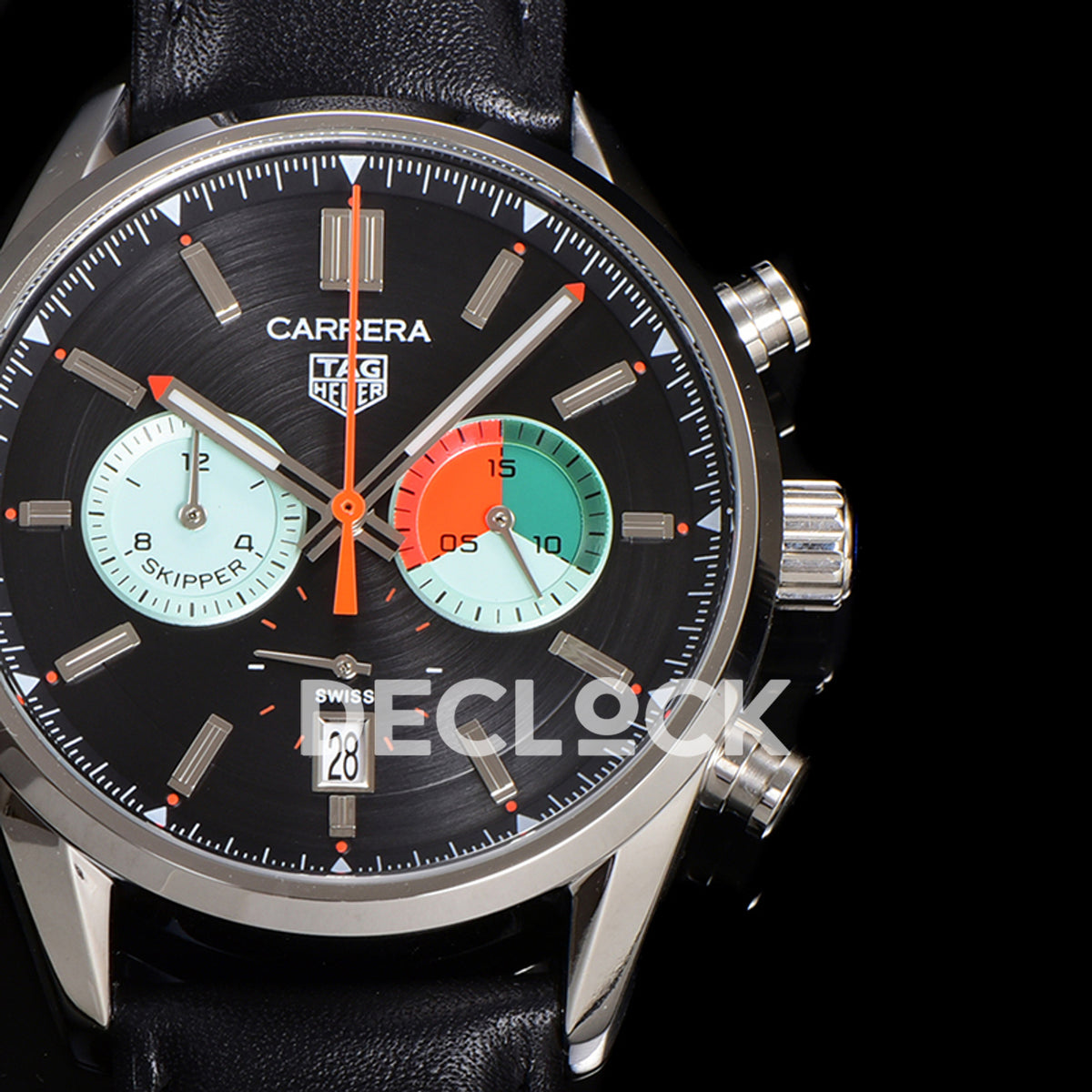TAG Heuer Carrera Skipper Black Dial Leather Strap VK63A Quartz