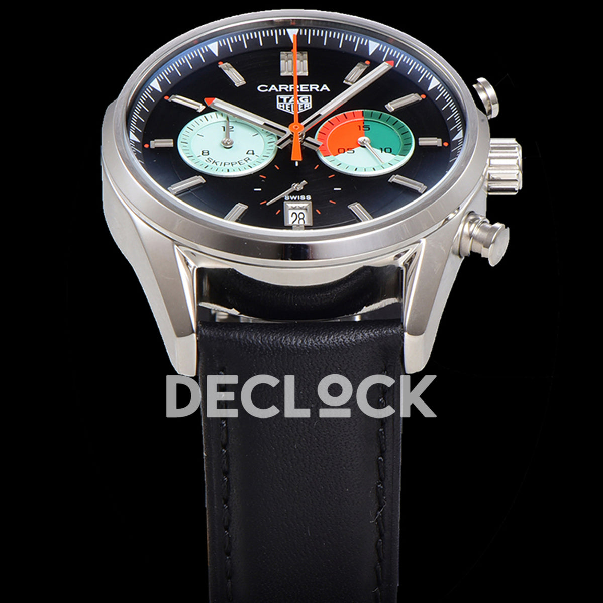 TAG Heuer Carrera Skipper Black Dial Leather Strap VK63A Quartz