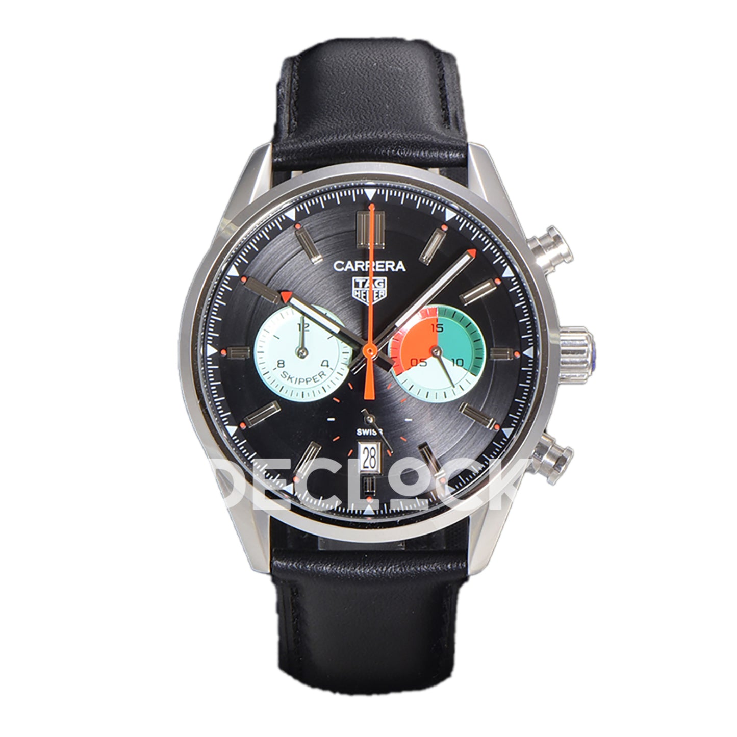 TAG Heuer Carrera Skipper Black Dial Leather Strap VK63A Quartz