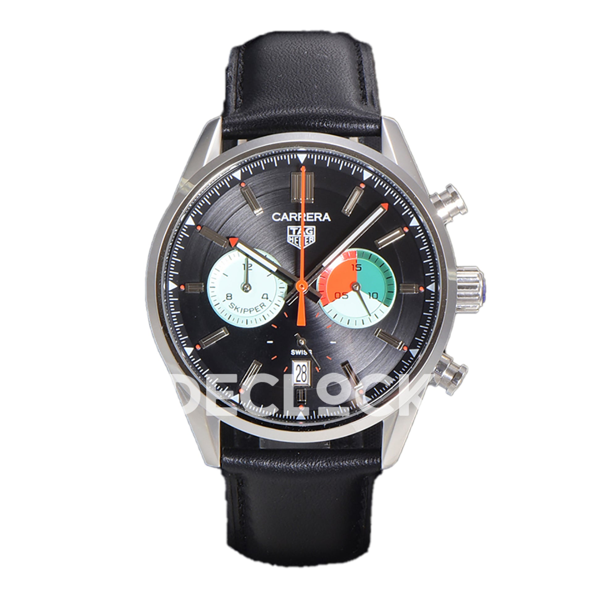 TAG Heuer Carrera Skipper Black Dial Leather Strap VK63A Quartz