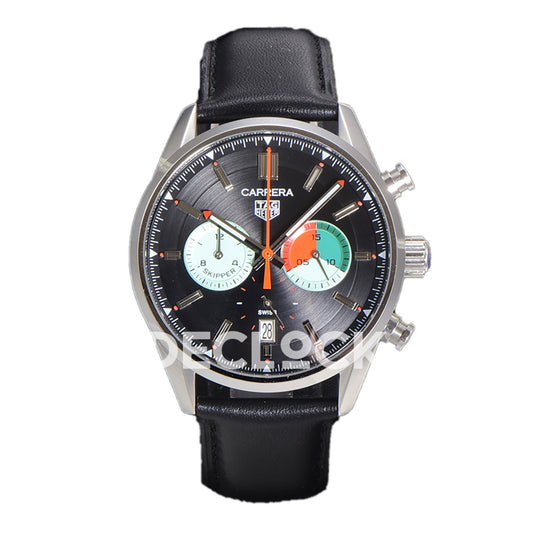 TAG Heuer Carrera Skipper Black Dial Leather Strap VK63A Quartz