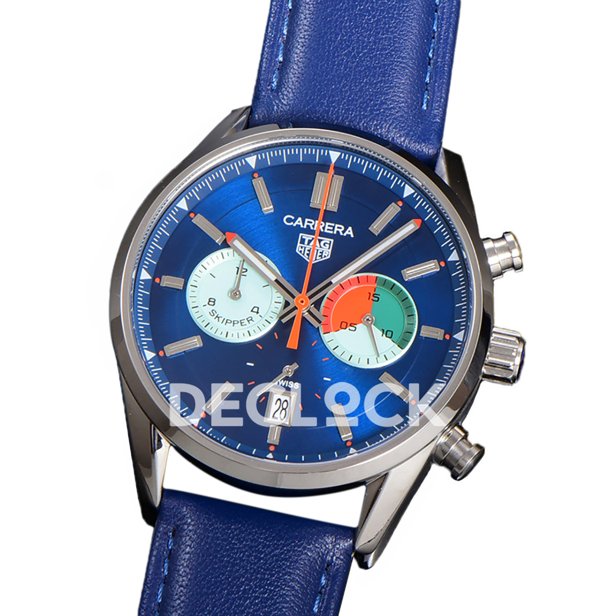 TAG Heuer Carrera Skipper Blue Dial Leather Strap VK63A Quartz