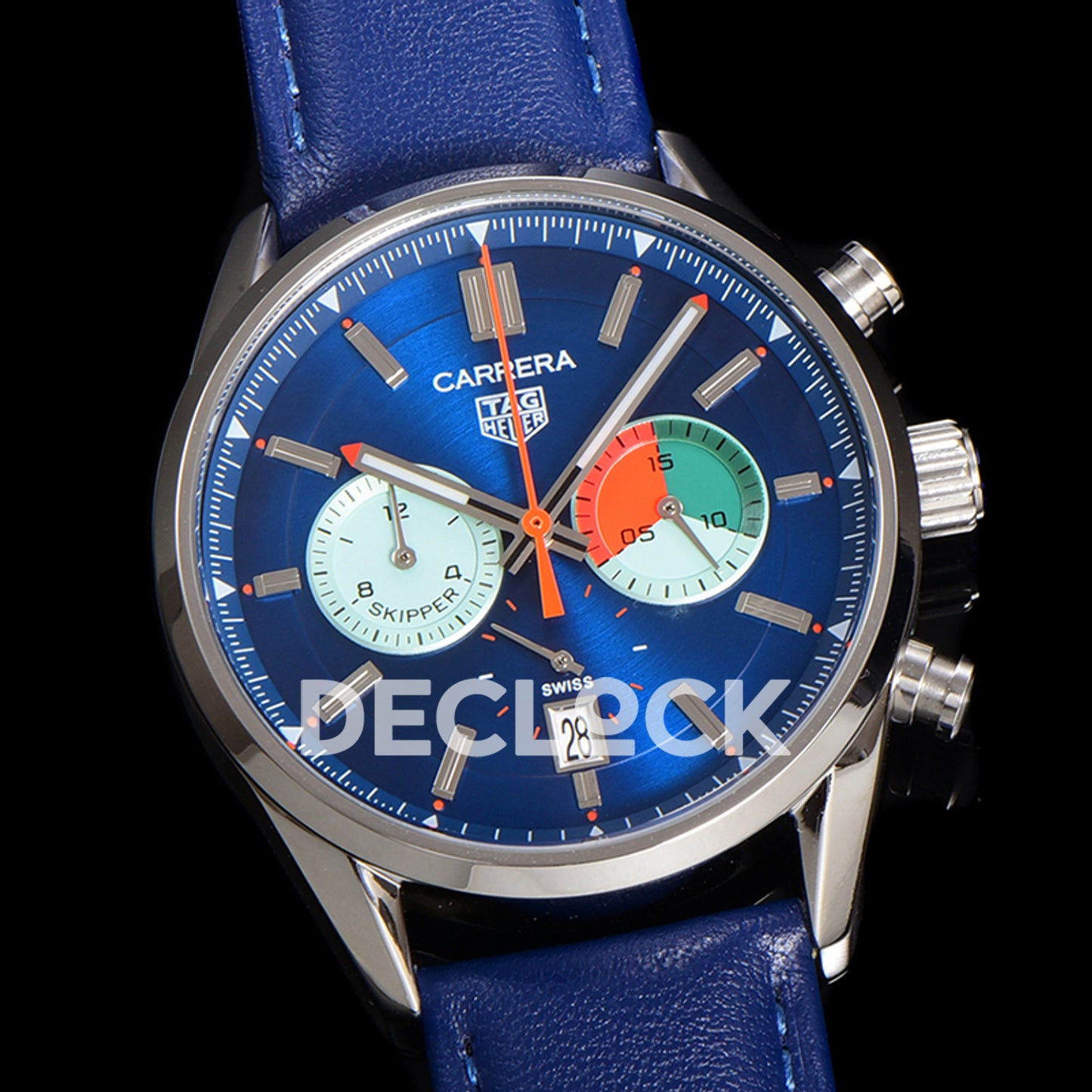 TAG Heuer Carrera Skipper Blue Dial Leather Strap VK63A Quartz