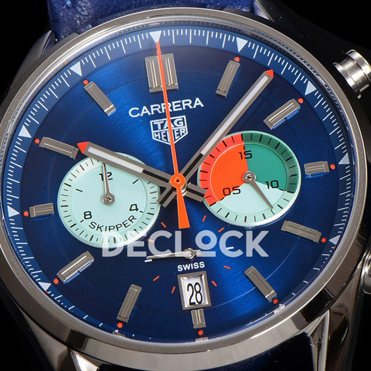 TAG Heuer Carrera Skipper Blue Dial Leather Strap VK63A Quartz