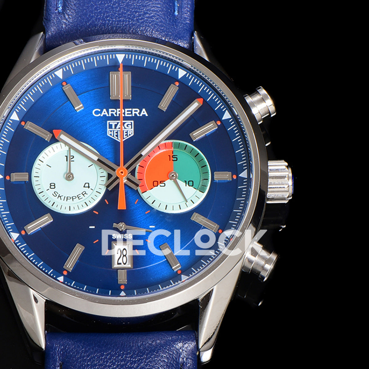 TAG Heuer Carrera Skipper Blue Dial Leather Strap VK63A Quartz