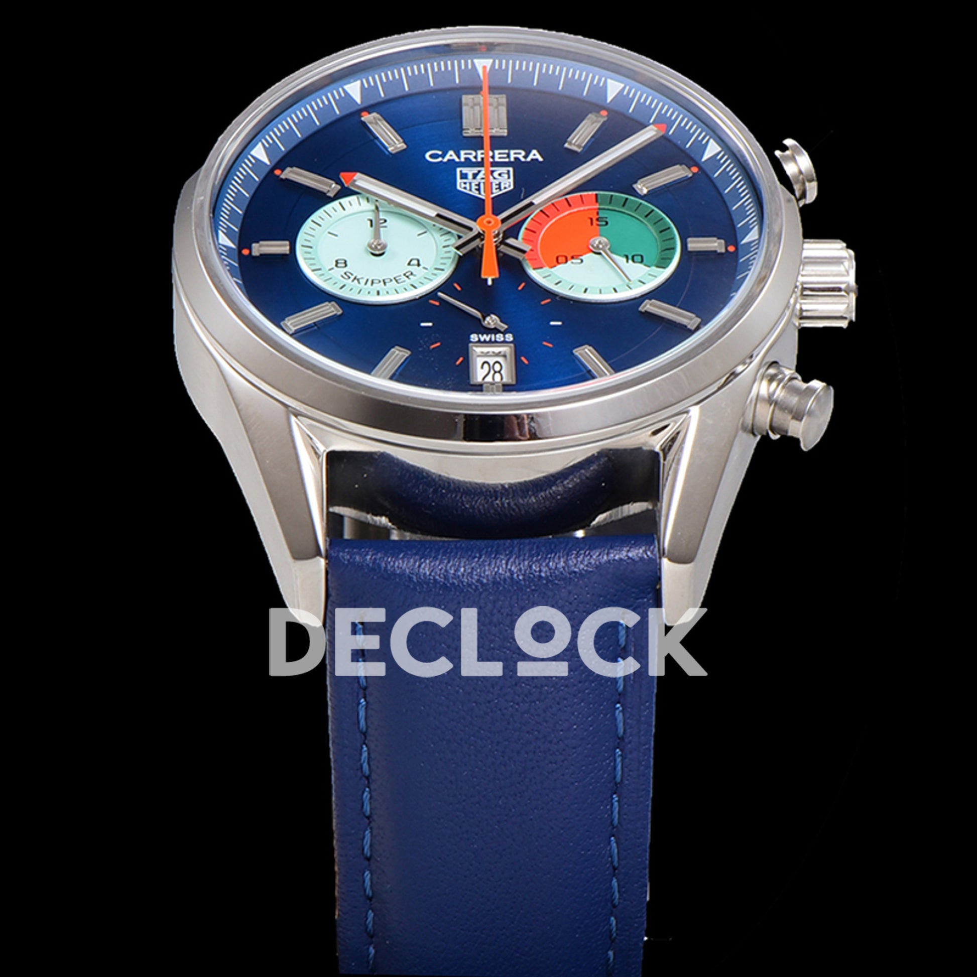 TAG Heuer Carrera Skipper Blue Dial Leather Strap VK63A Quartz