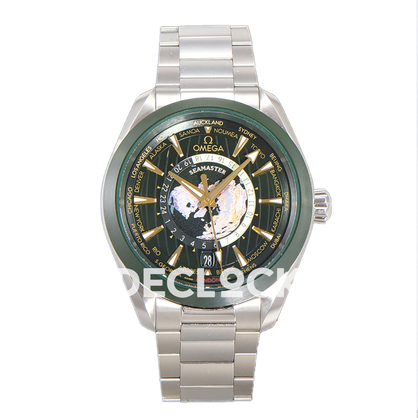 Omega Aqua Terra 150M 43mm Worldtimer 24 Green Dial on SS Bracelet