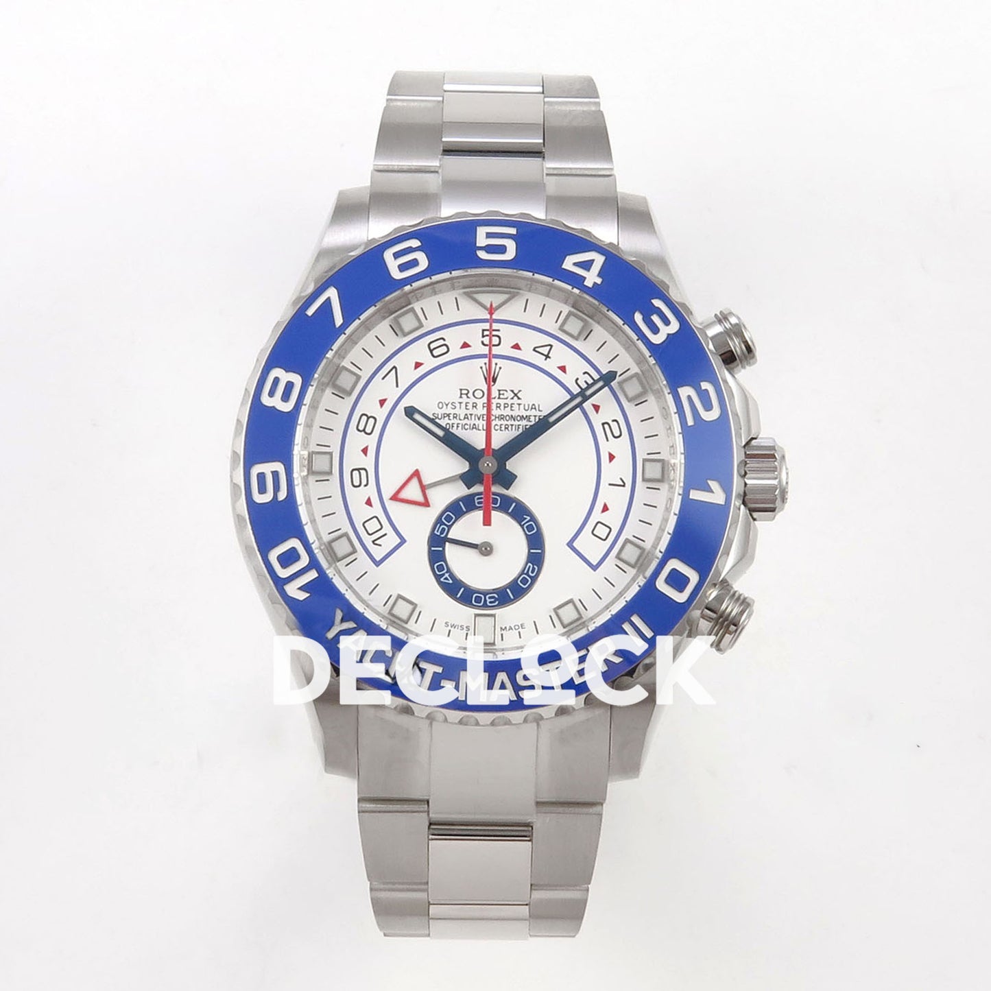 Rolex YachtMaster II 116689 SS Clean Blue Ceramic Bezel White Dial on SS Bracelet A7750